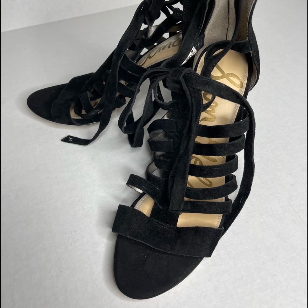 NWOB Sam Edelman Womens Yarina Black Suede Heels Sandals sz 8 M(B,M) Gladiator